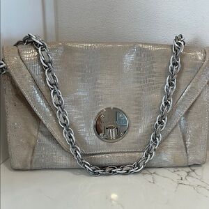 Elliott Lucca  Metallic Beige Shoulder Bag